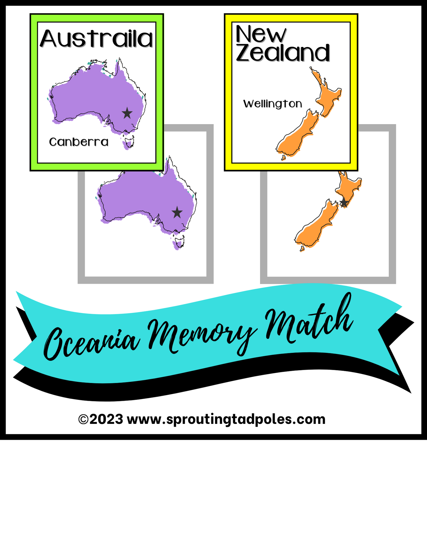 Countries of Oceania Memory Match Cards