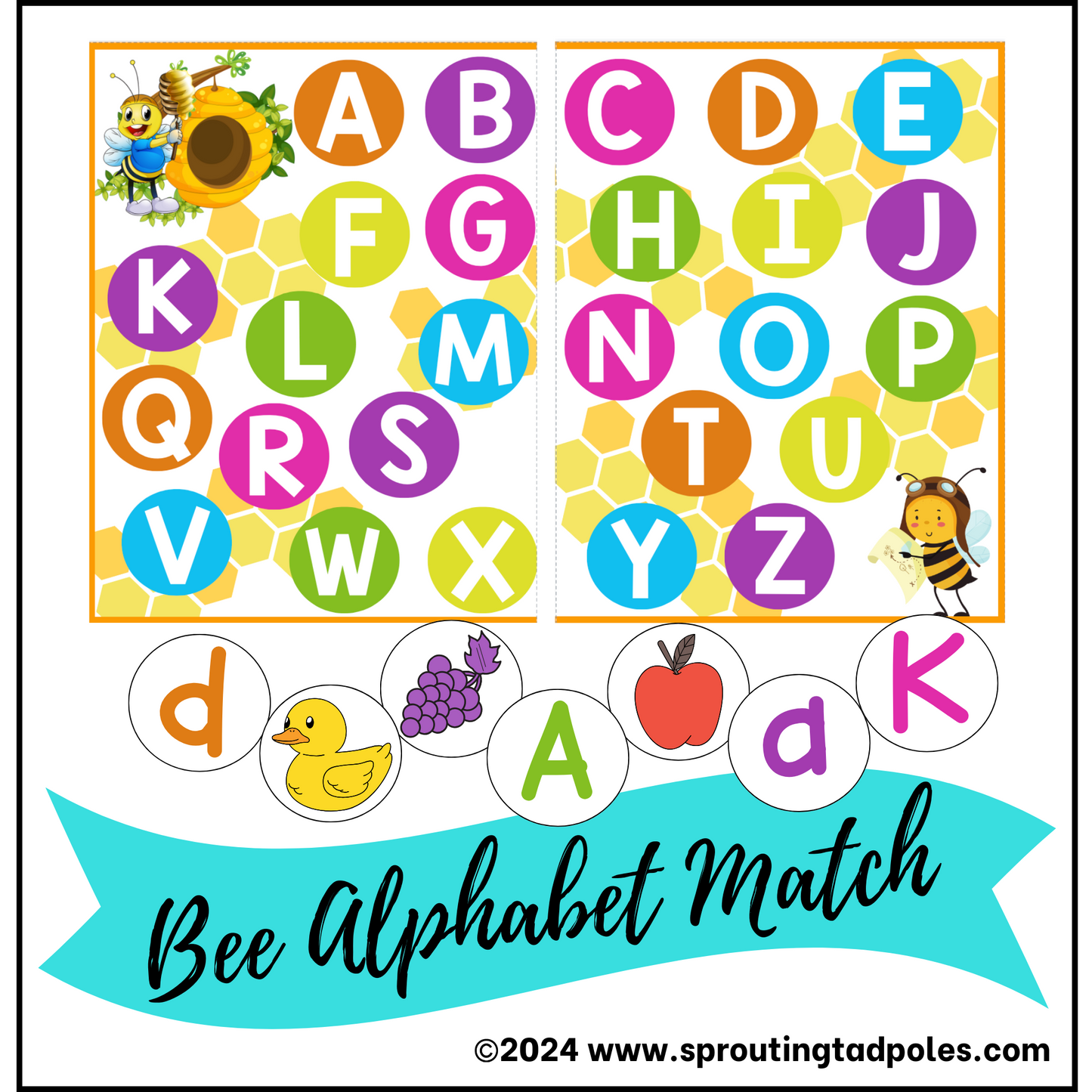 Alphabet Matching Sounds - Sharks, Monkeys, Pets, Pandas, Bees