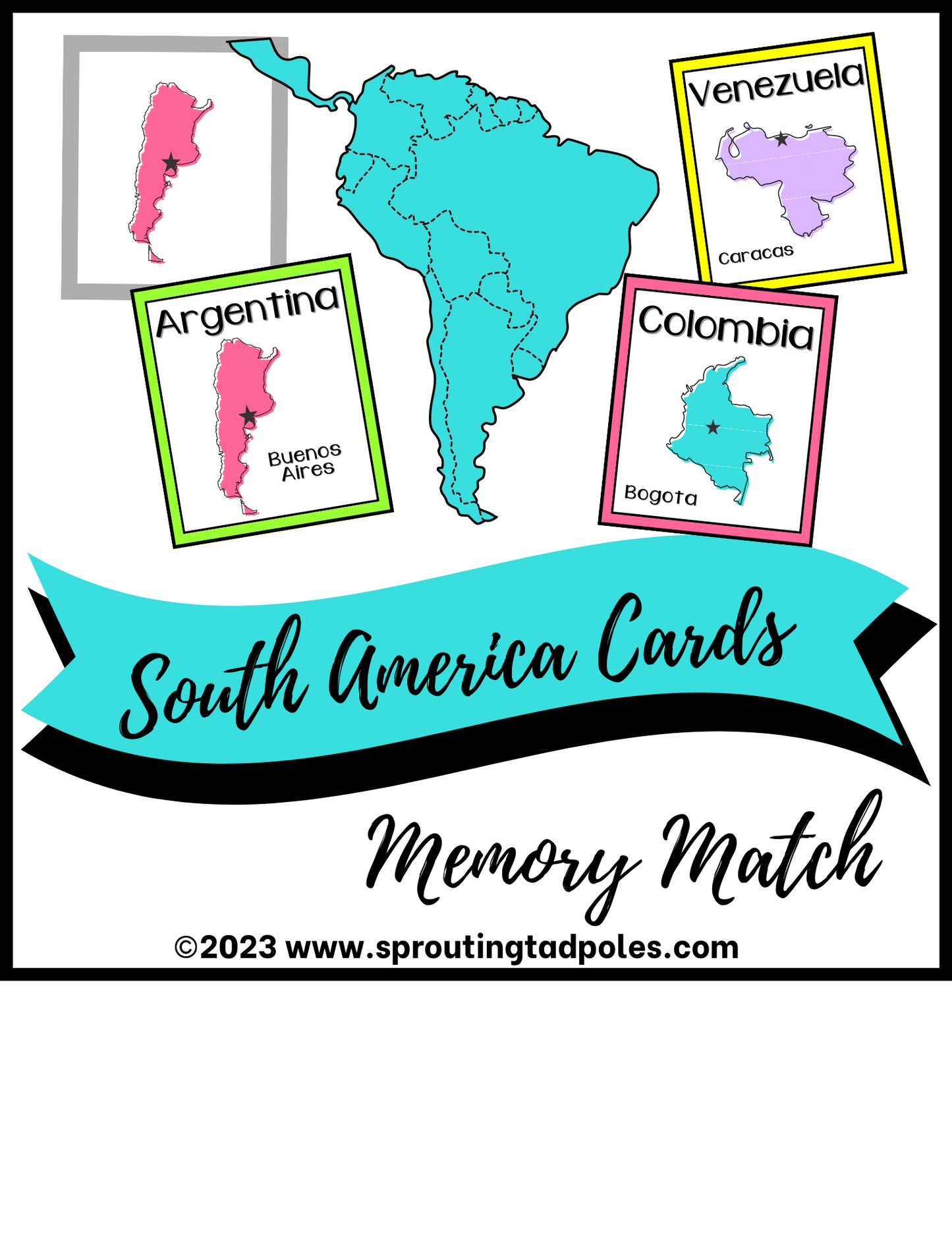 Countries of South America Memory Match Cards