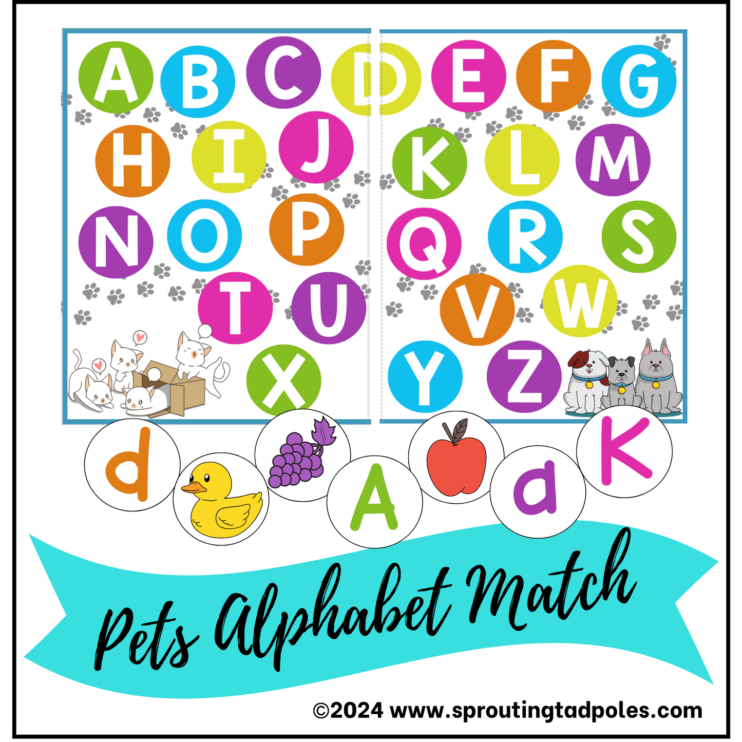 Alphabet Matching Sounds - Sharks, Monkeys, Pets, Pandas, Bees