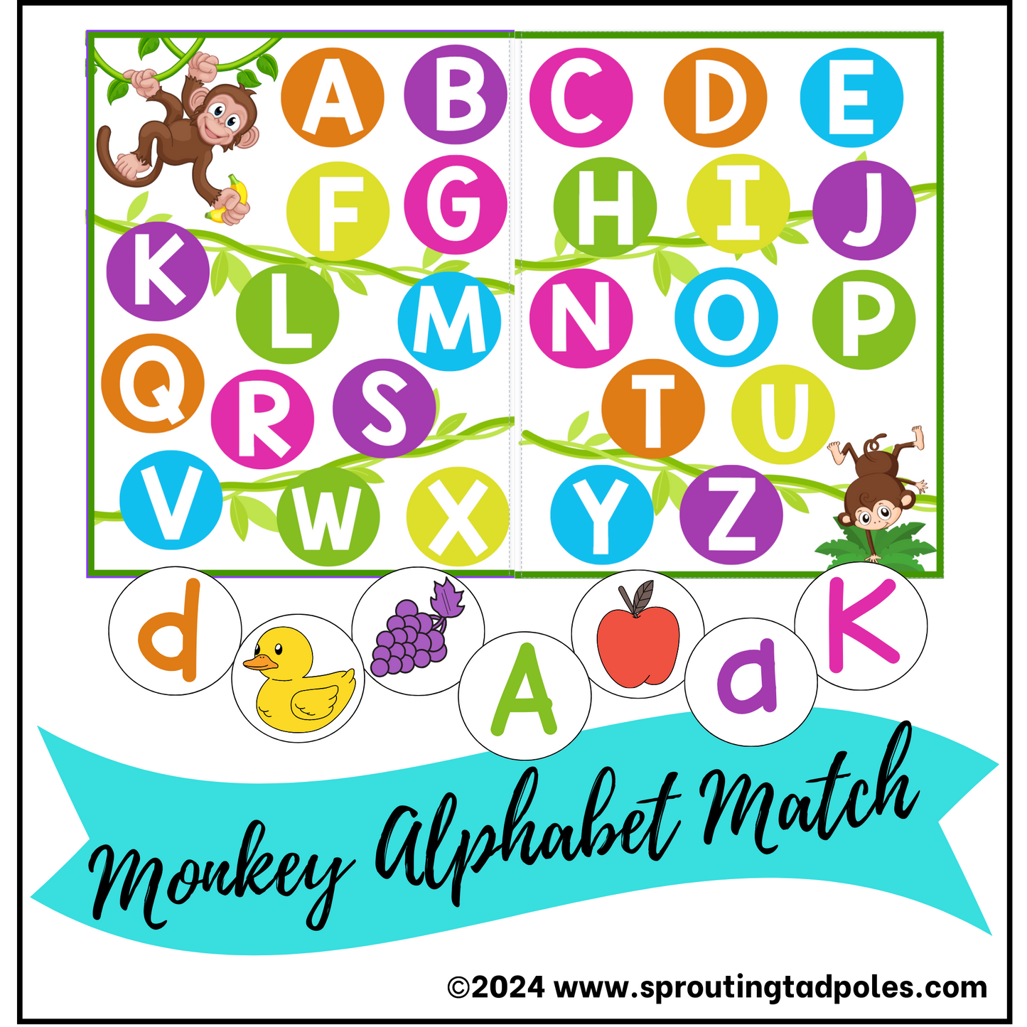 Alphabet Matching Sounds - Sharks, Monkeys, Pets, Pandas, Bees