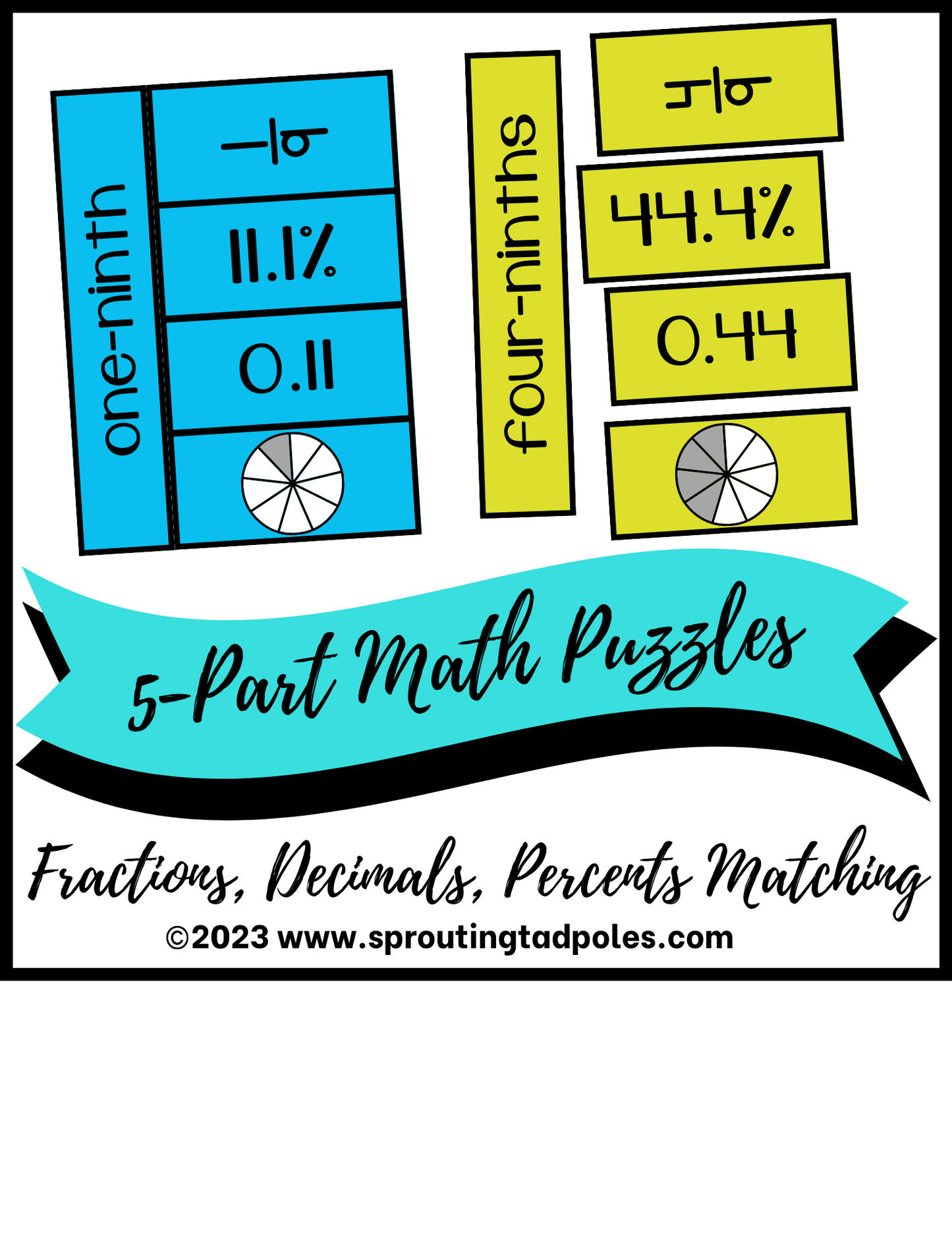 Matching Fractions, Percents, Decimals Puzzles