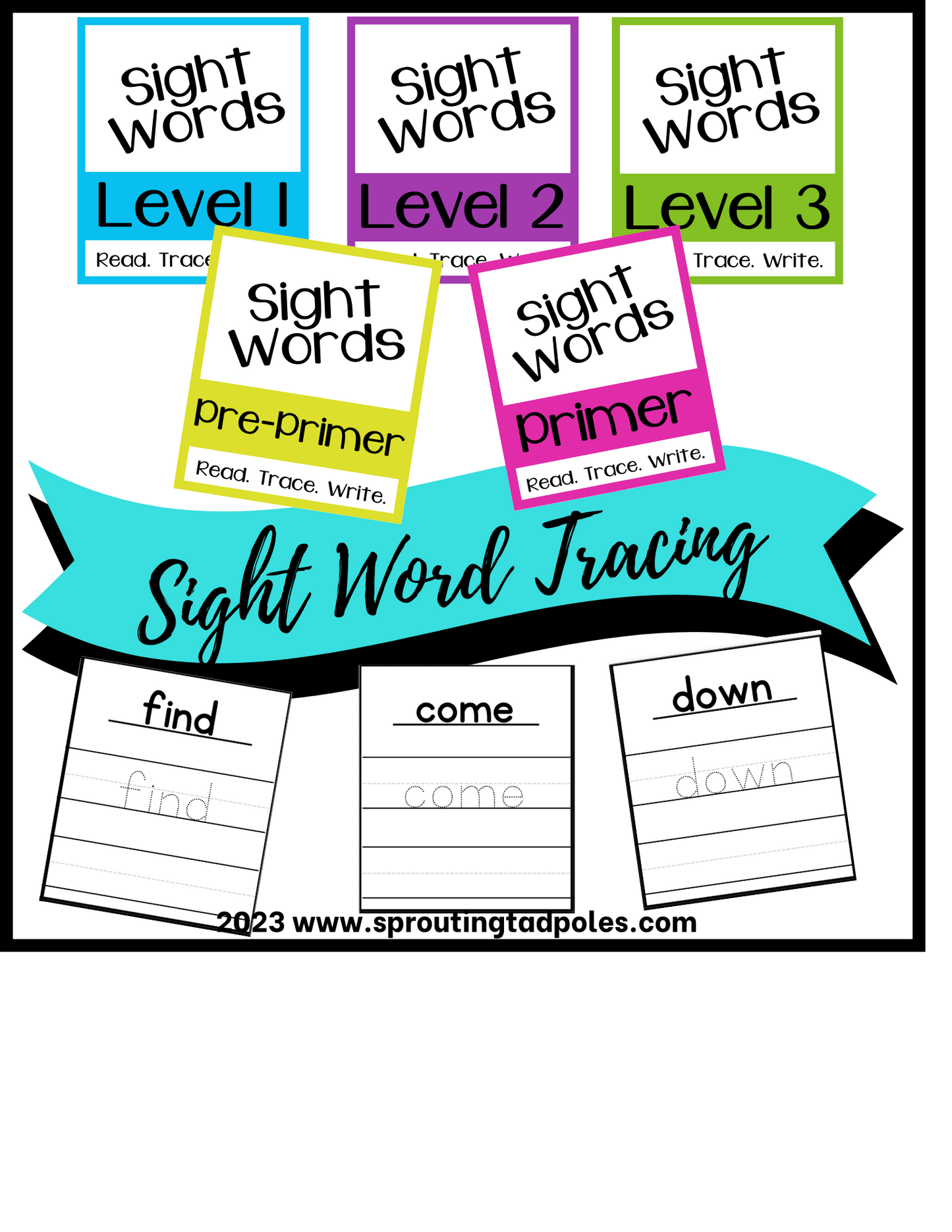 Sight Word Tracing Cards