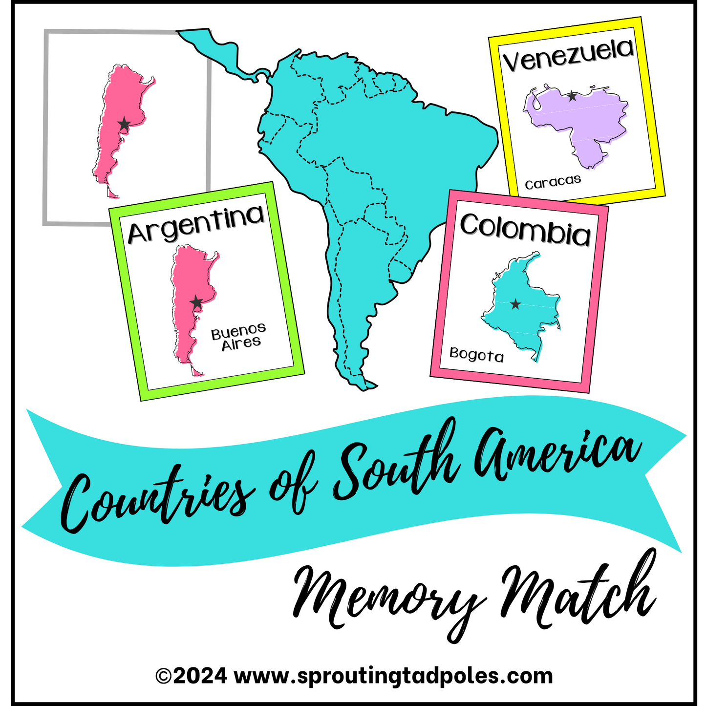 Countries Around the World Memory Match - PHYSICAL & DIGITAL VERSION