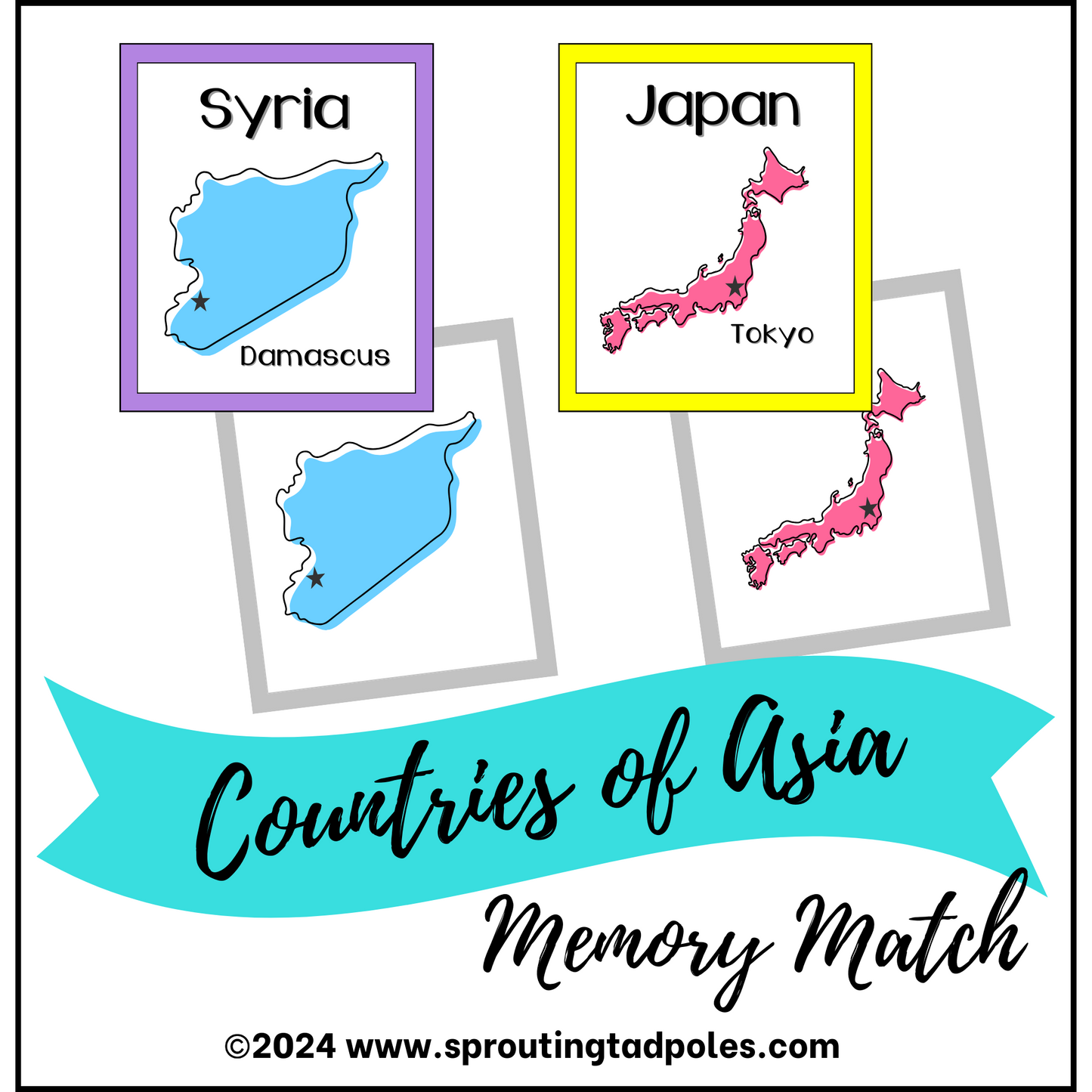 Countries Around the World Memory Match - PHYSICAL & DIGITAL VERSION