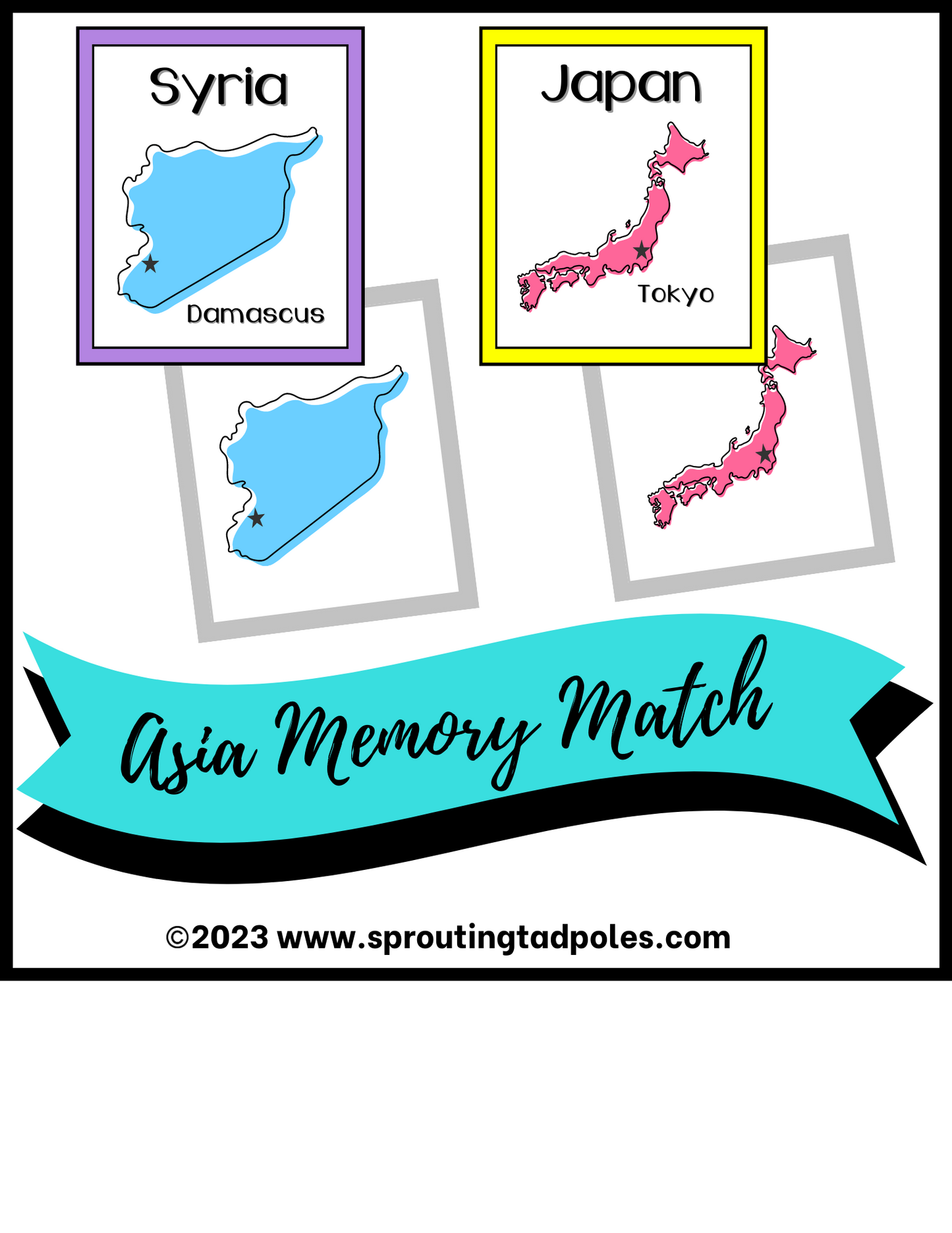 Countries of Asia Memory Match Cards