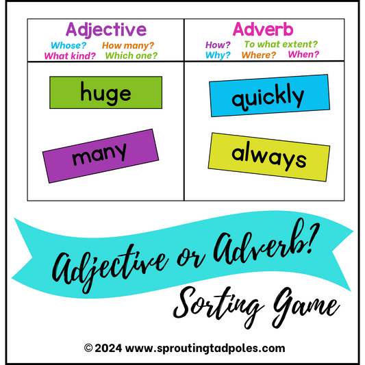 Adjective or Adverb Grammar Game - PHYSICAL & DIGITAL VERSION