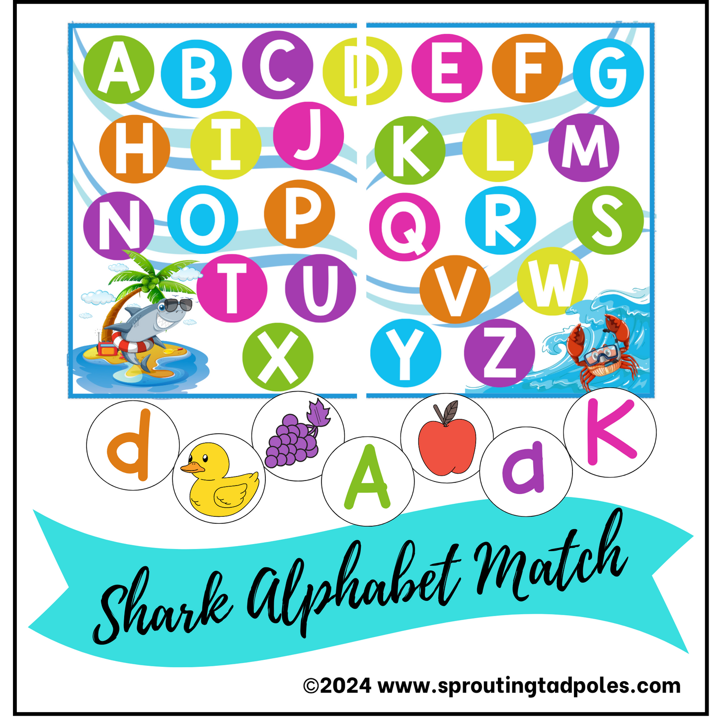 Alphabet Matching Sounds - Sharks, Monkeys, Pets, Pandas, Bees