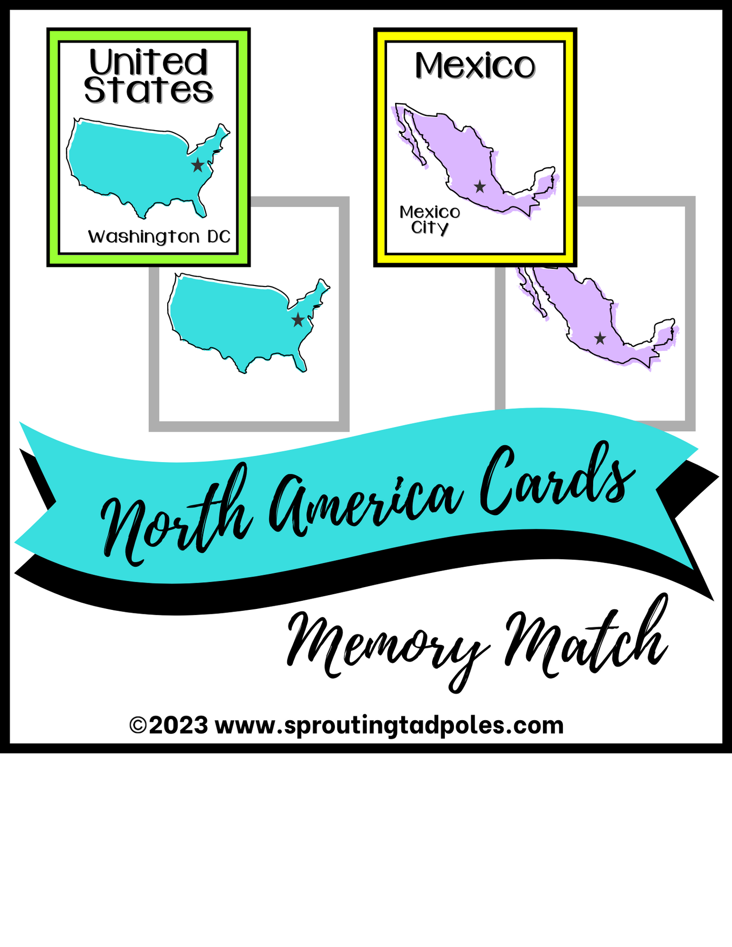 Countries of North America Memory Match Cards