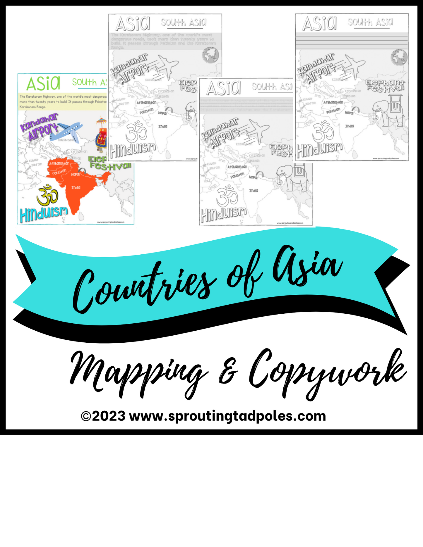 Countries of Asia Copywork