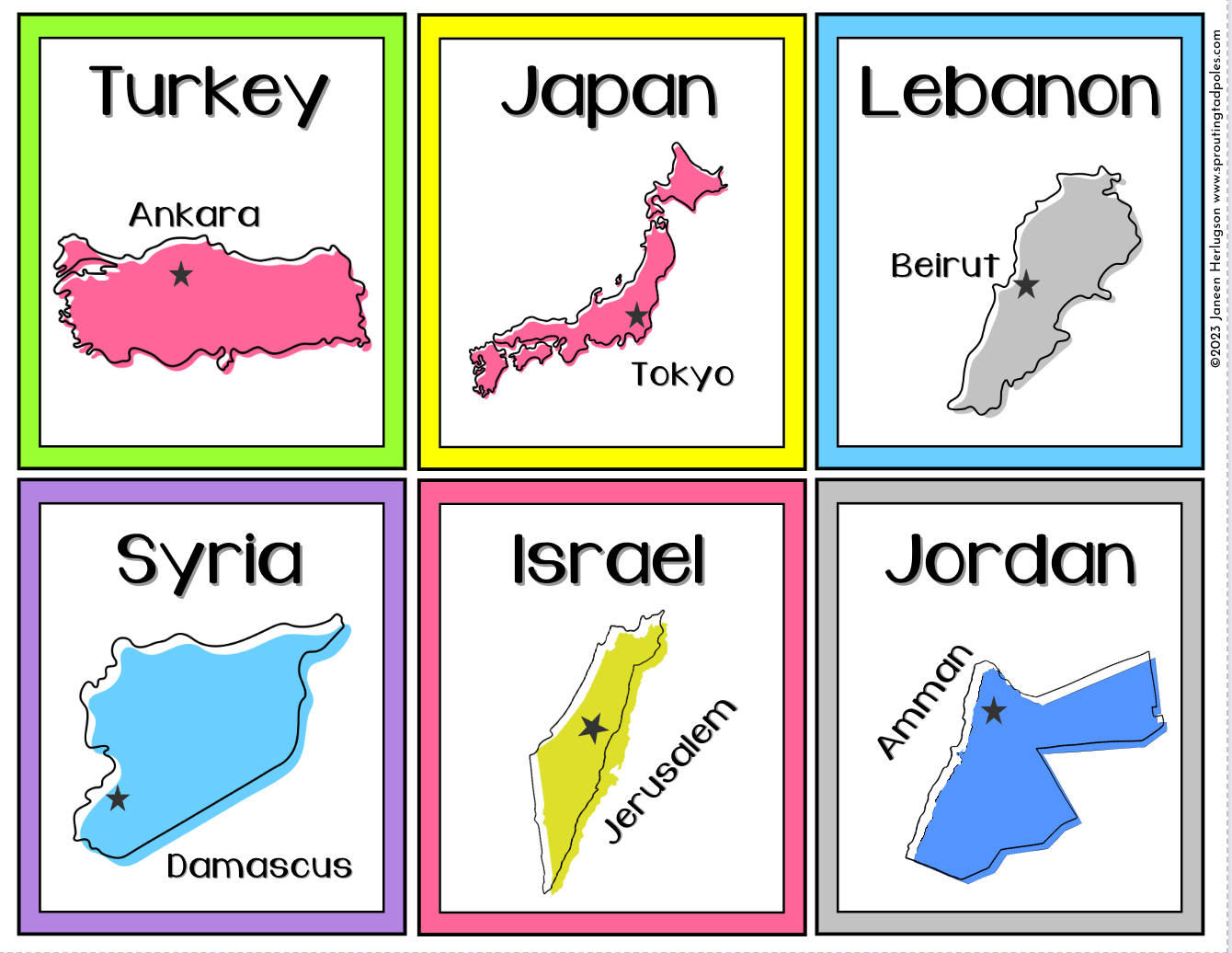 Countries Around the World Memory Match - PHYSICAL & DIGITAL VERSION