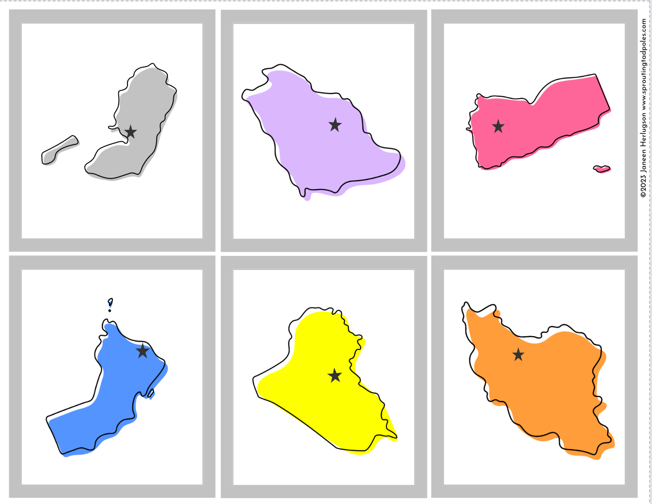 Countries of Asia Memory Match Cards