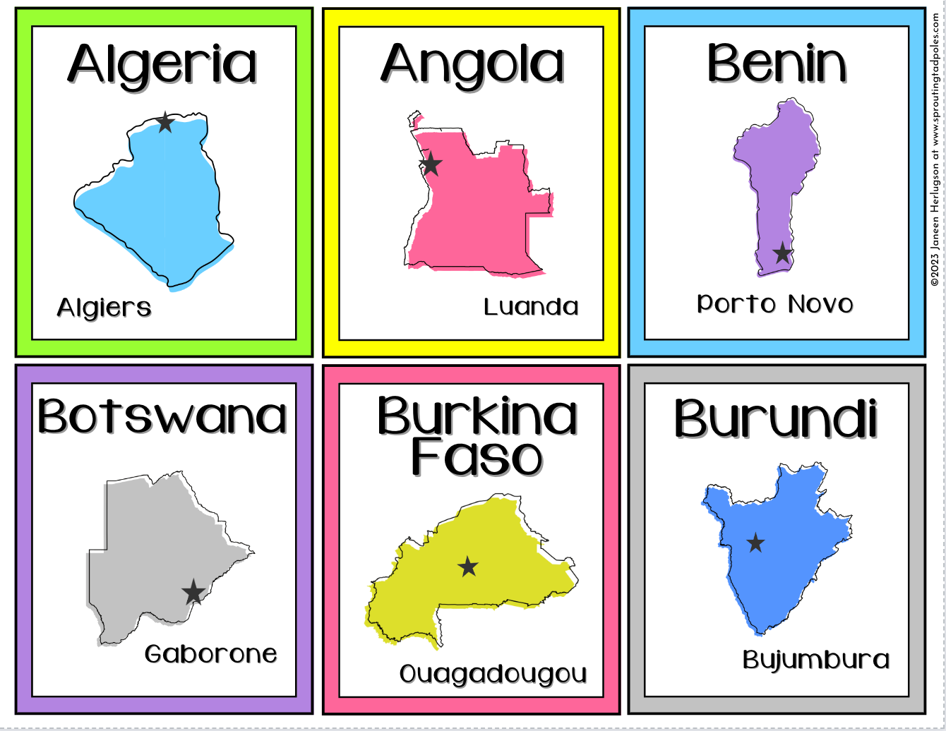 Countries of Africa Memory Match Cards