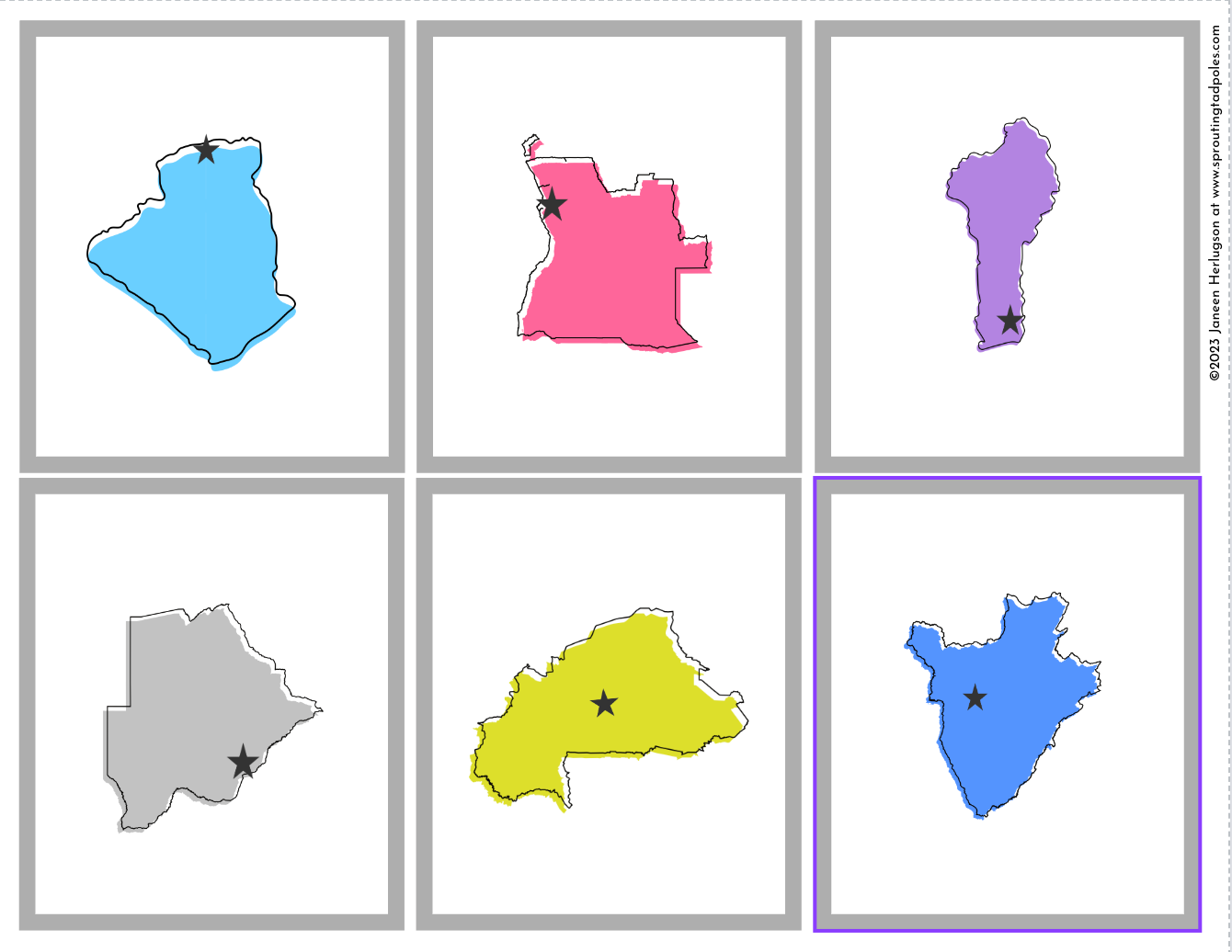 Countries of Africa Memory Match Cards