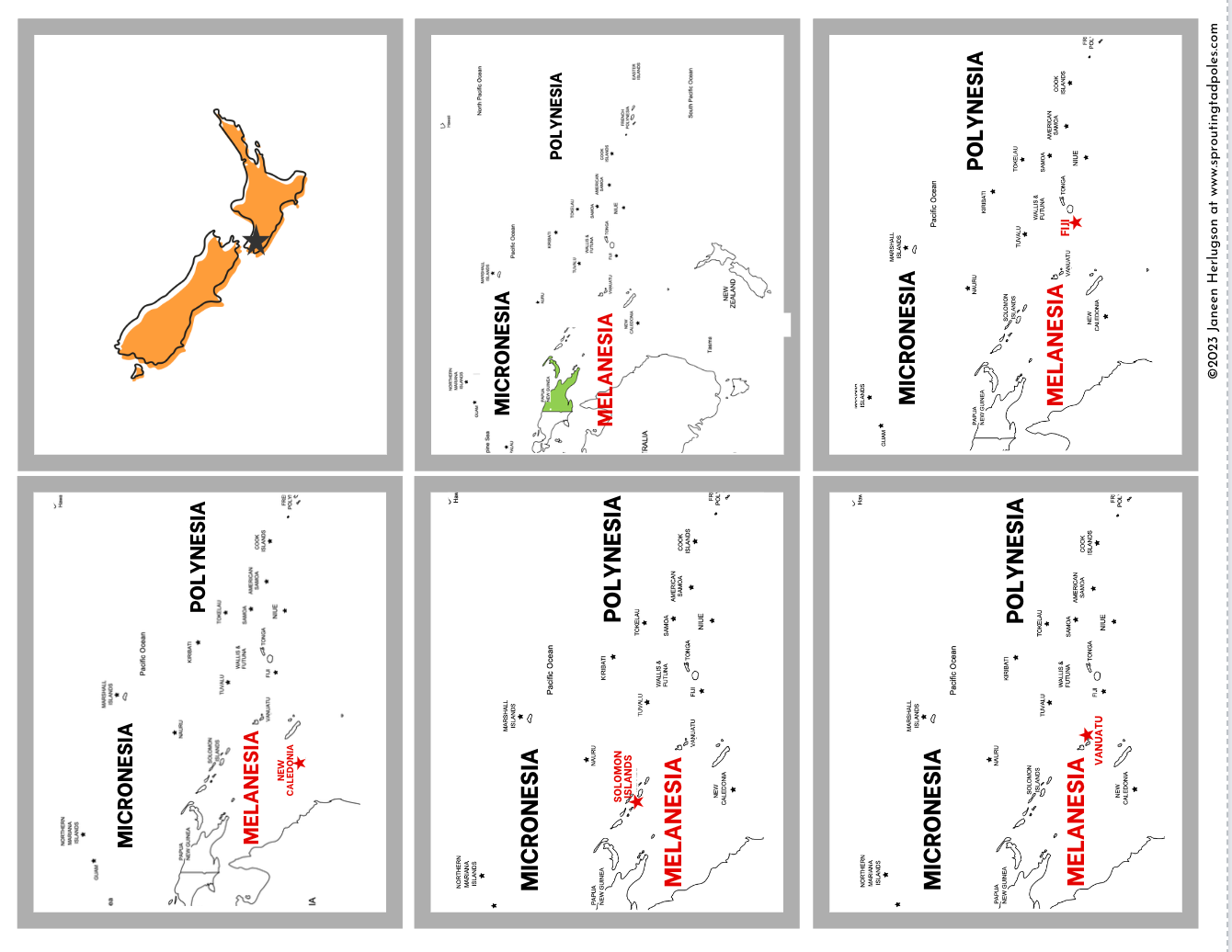 Countries of Oceania Memory Match Cards