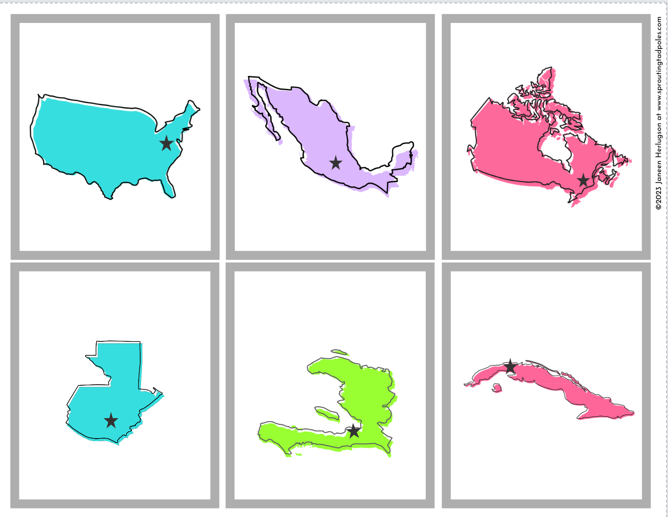 Countries of North America Memory Match Cards