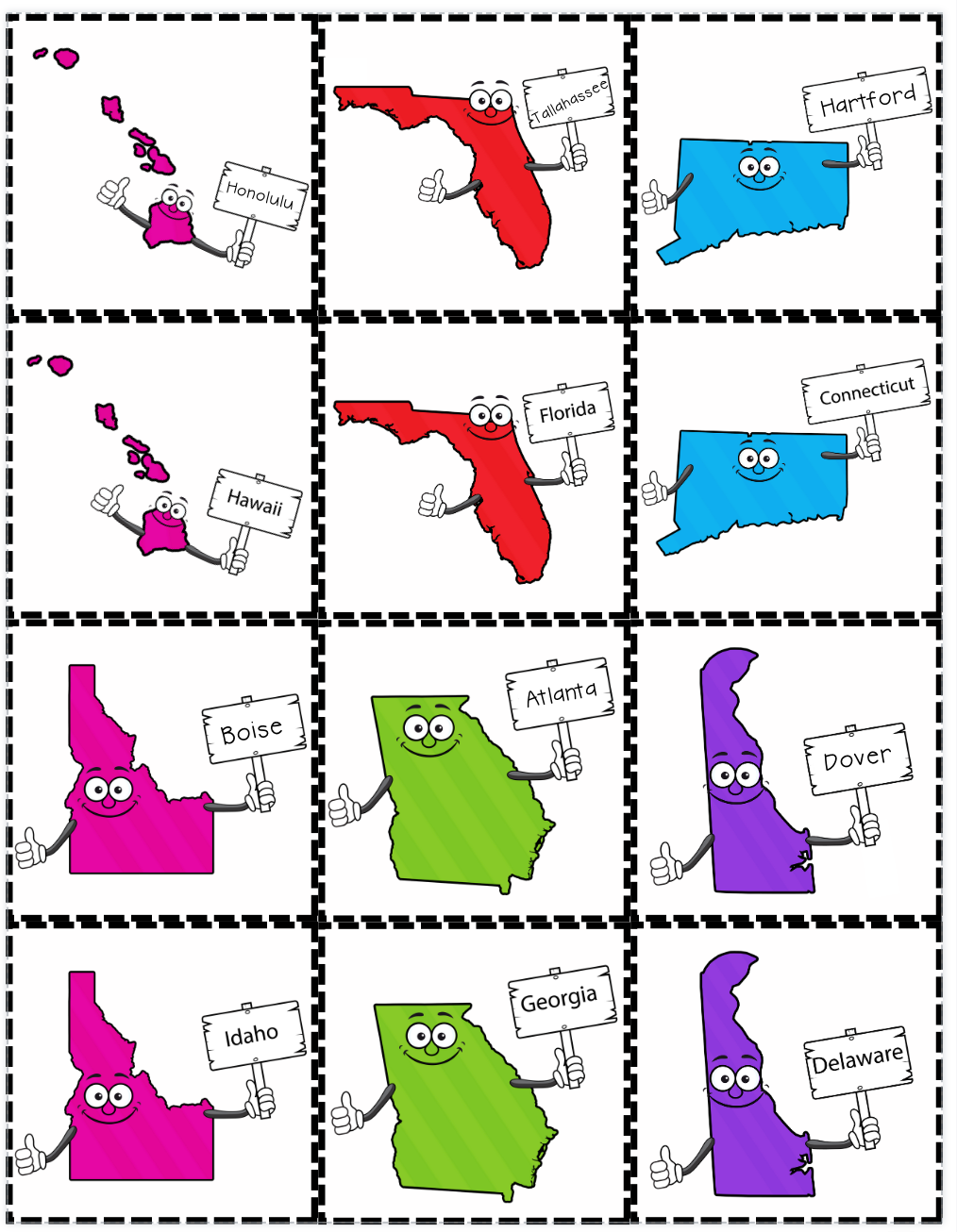 USA States & Capitals Memory Match - PHYSICAL & DIGITAL VERSION