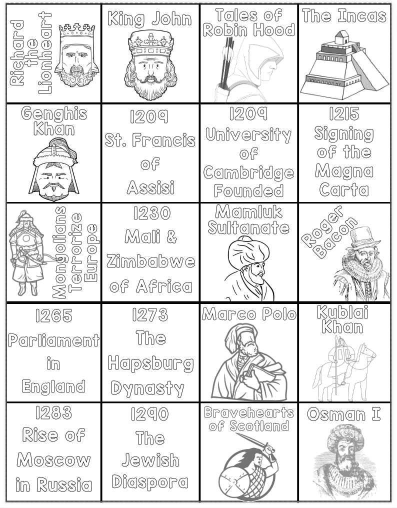 Middle Ages Timeline Figures Notebook