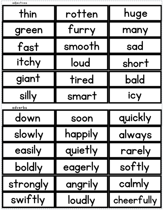 Adjective or Adverb Grammar Game - PHYSICAL & DIGITAL VERSION