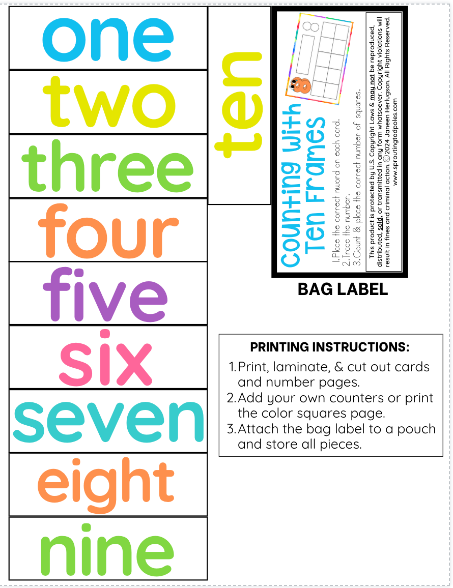 Counting with Ten Frames