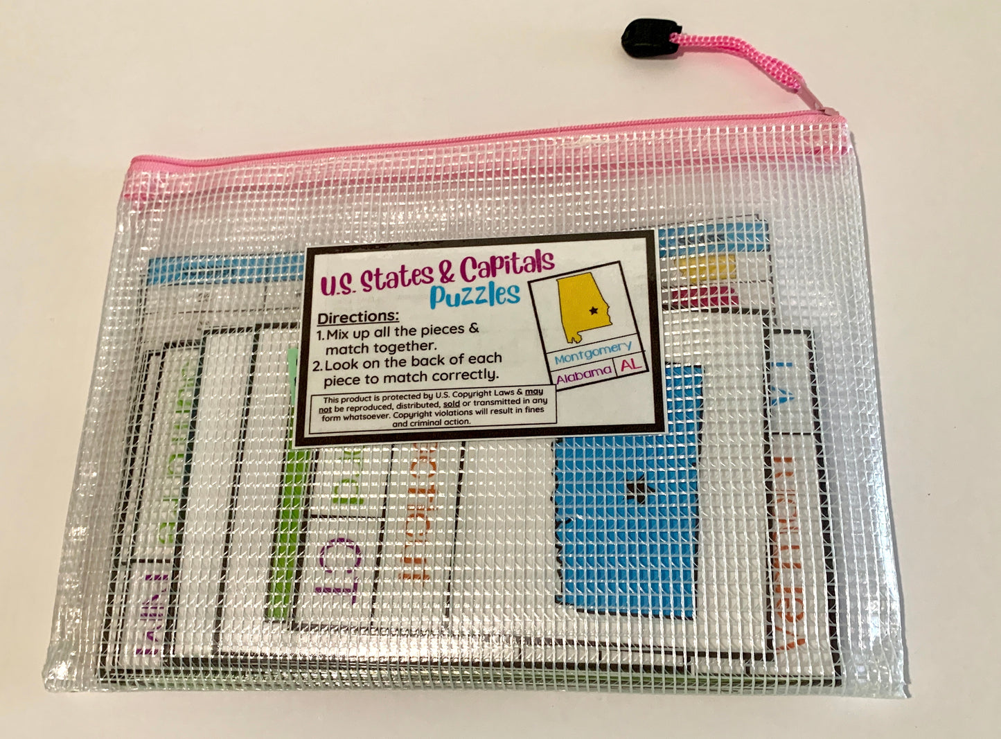 USA States & Capitals 4-Part Puzzles - PHYSICAL & DIGITAL VERSION