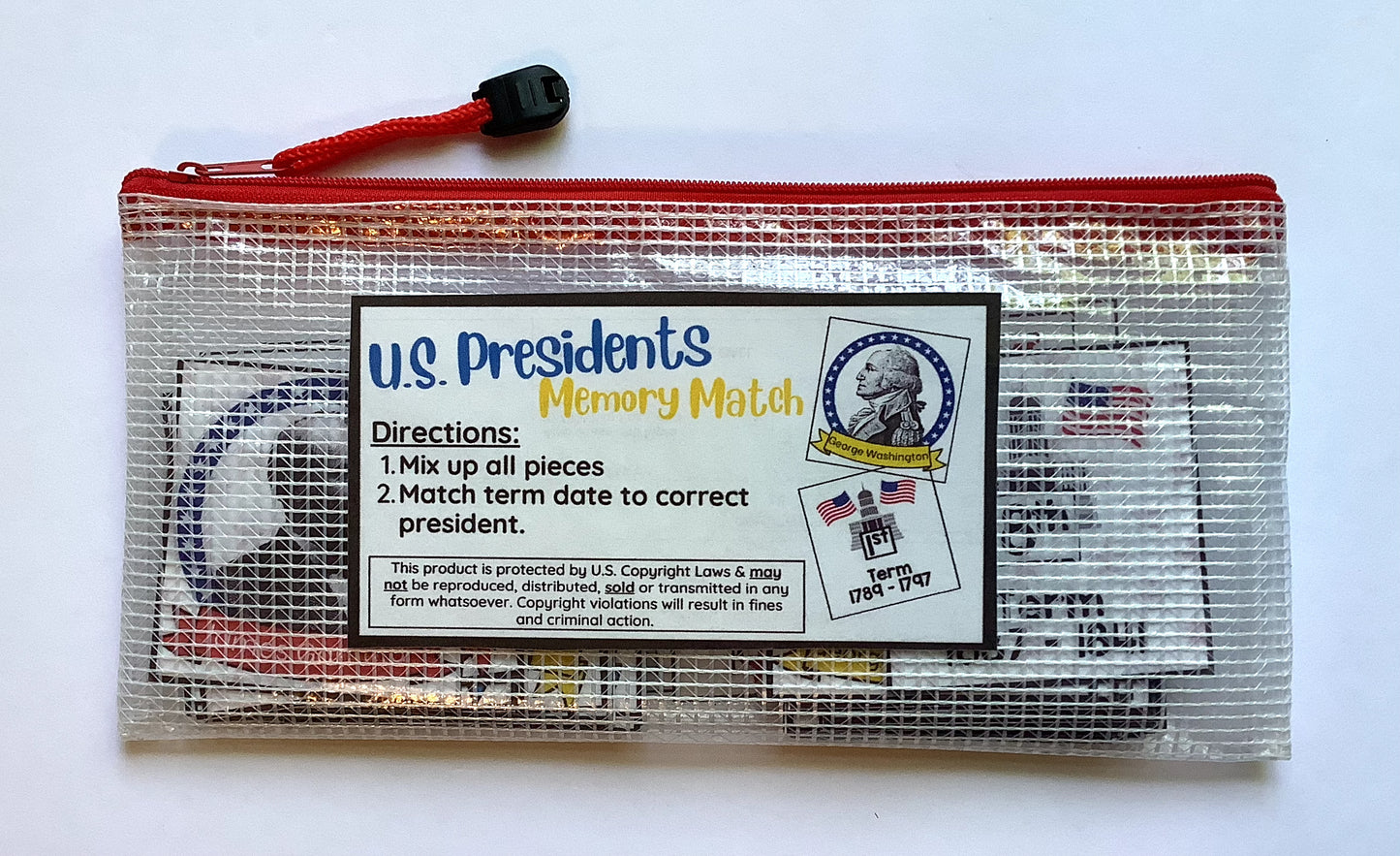 USA Presidents Memory Match - PHYSICAL & DIGITAL VERSION