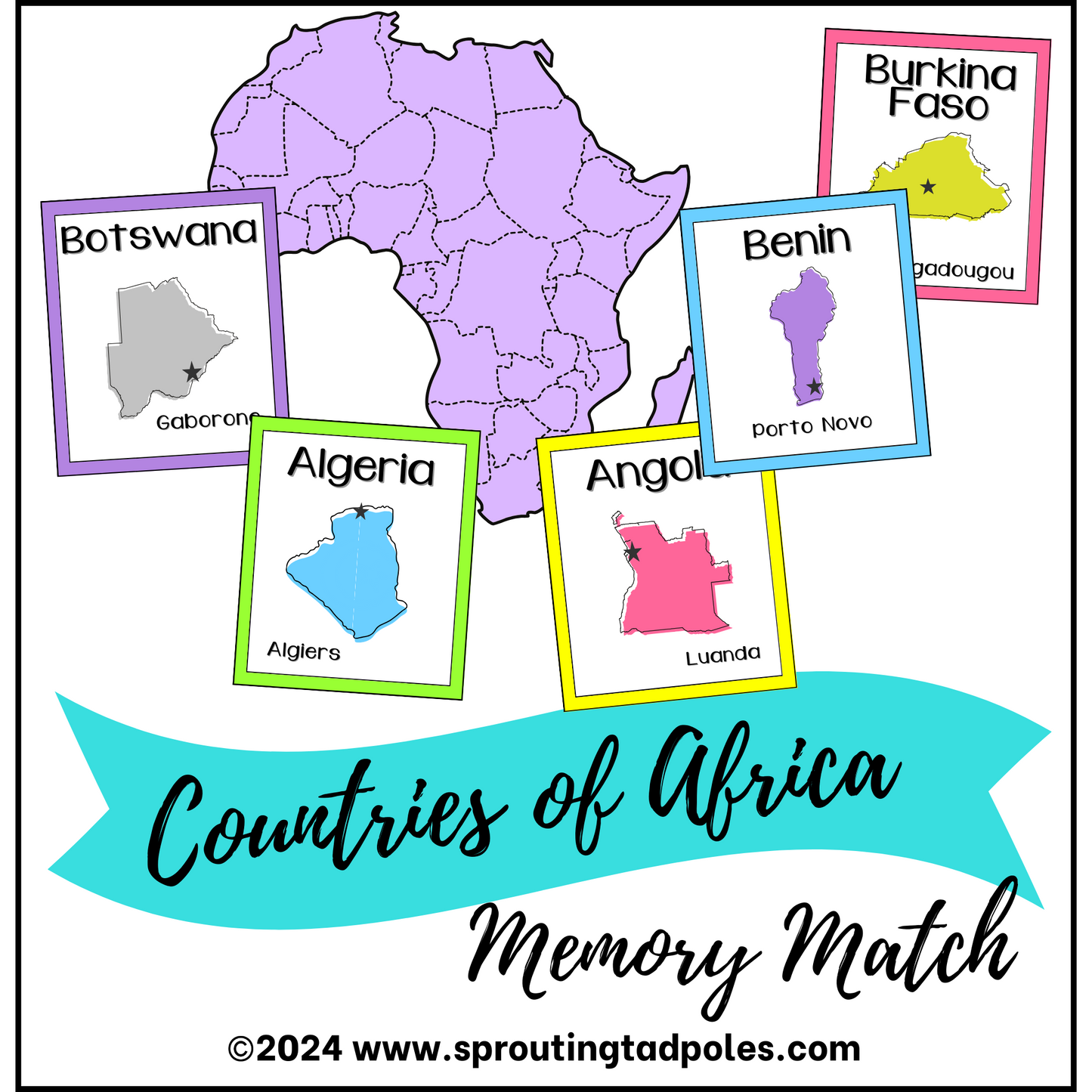 Countries Around the World Memory Match - PHYSICAL & DIGITAL VERSION