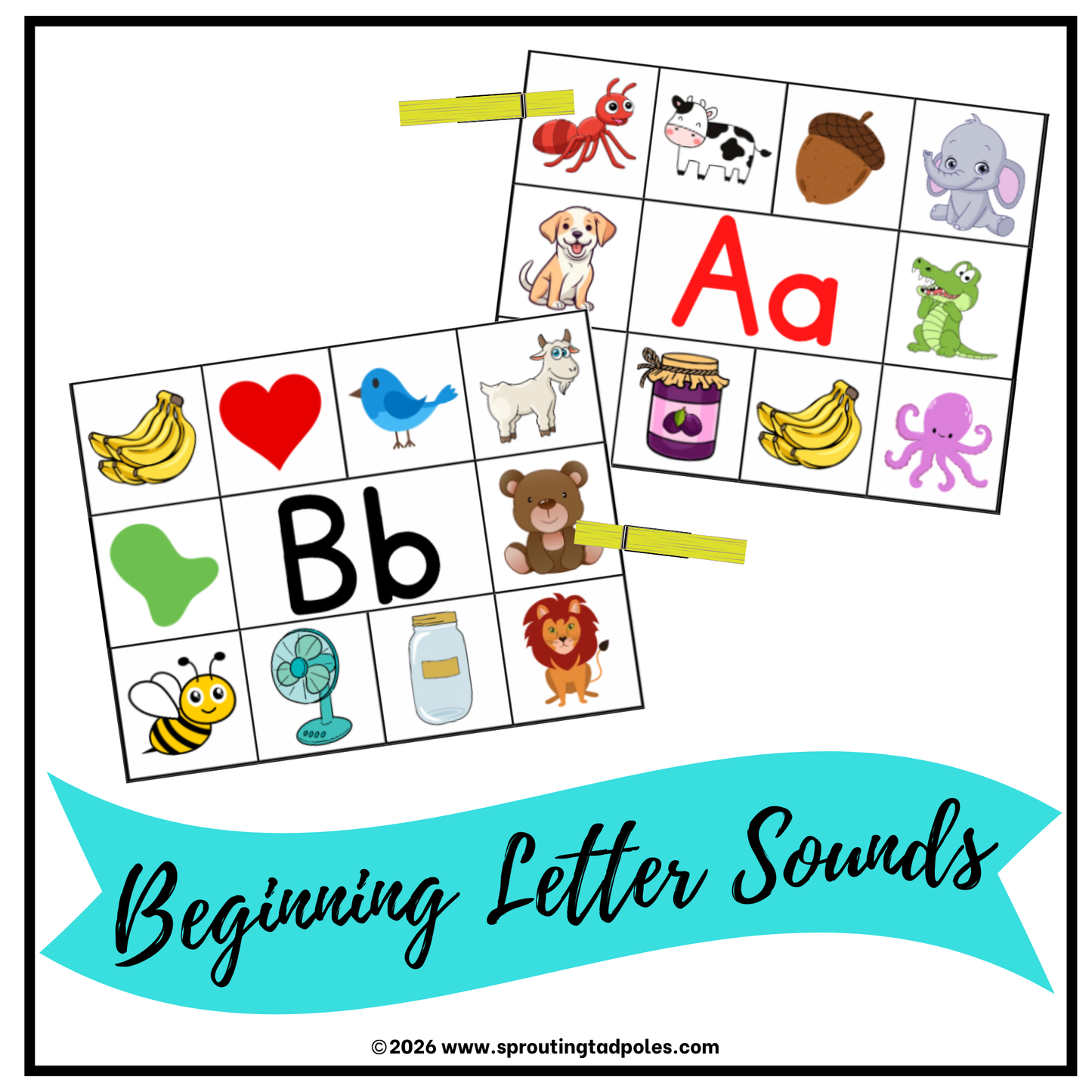 Beginning Letter Sounds Clip Cards