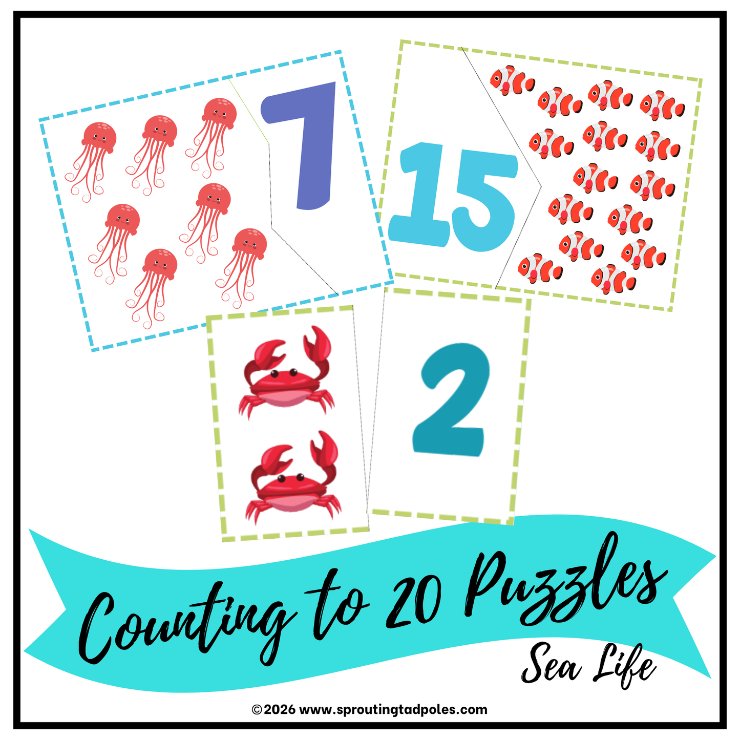 Counting to 20 Puzzles: Sea Life