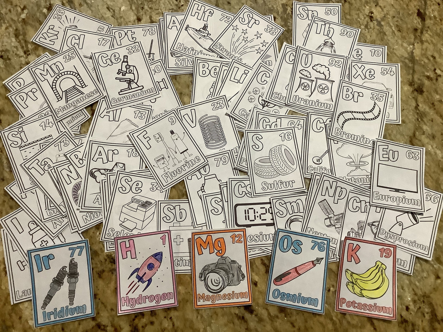 Elements of the Periodic Table Coloring Cards - PHYSICAL & DIGITAL VERSION