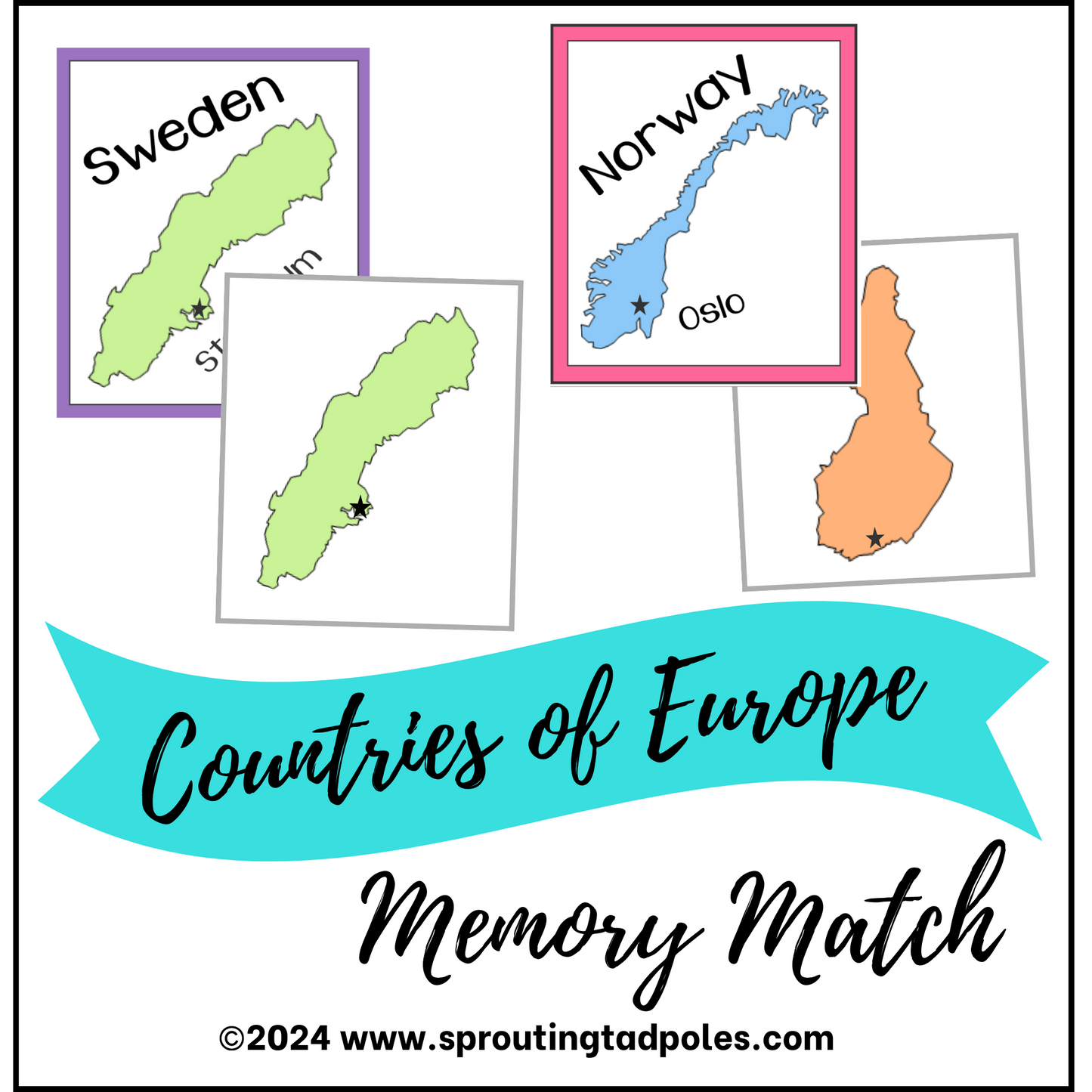 Countries Around the World Memory Match - PHYSICAL & DIGITAL VERSION