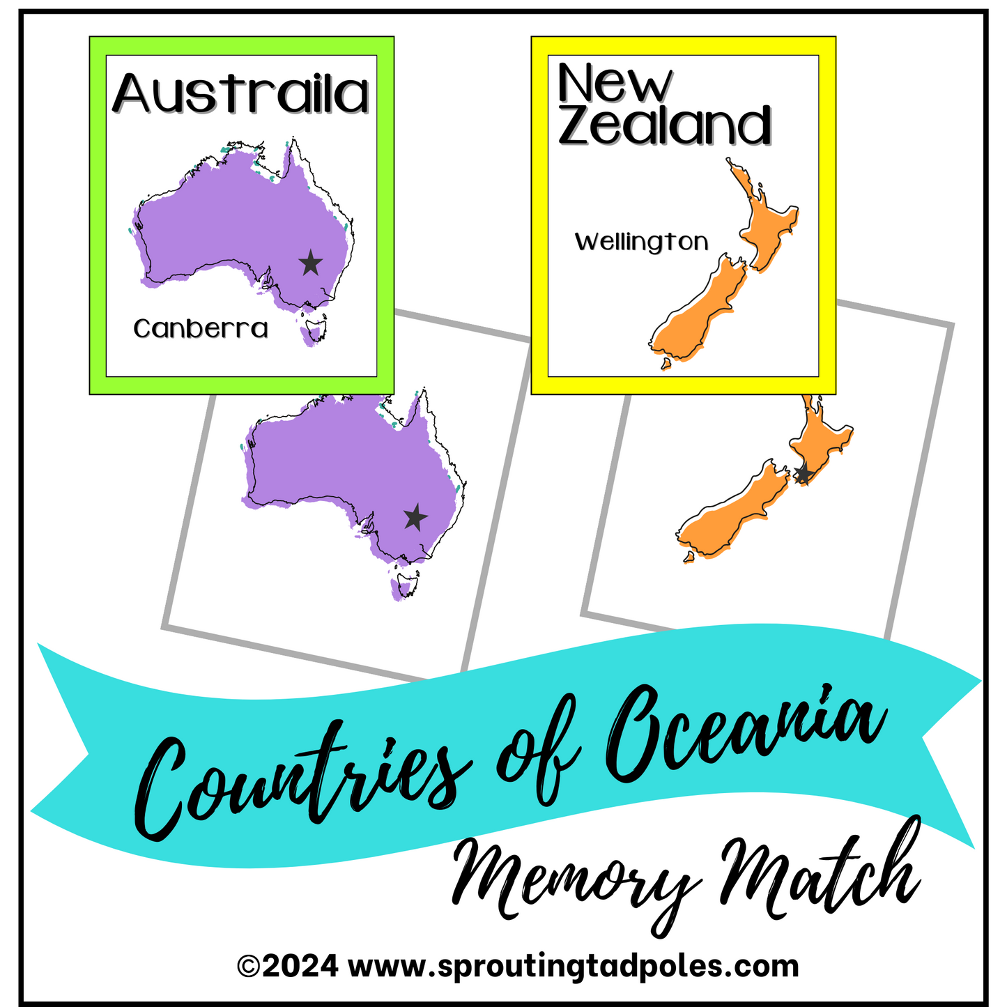 Countries Around the World Memory Match - PHYSICAL & DIGITAL VERSION