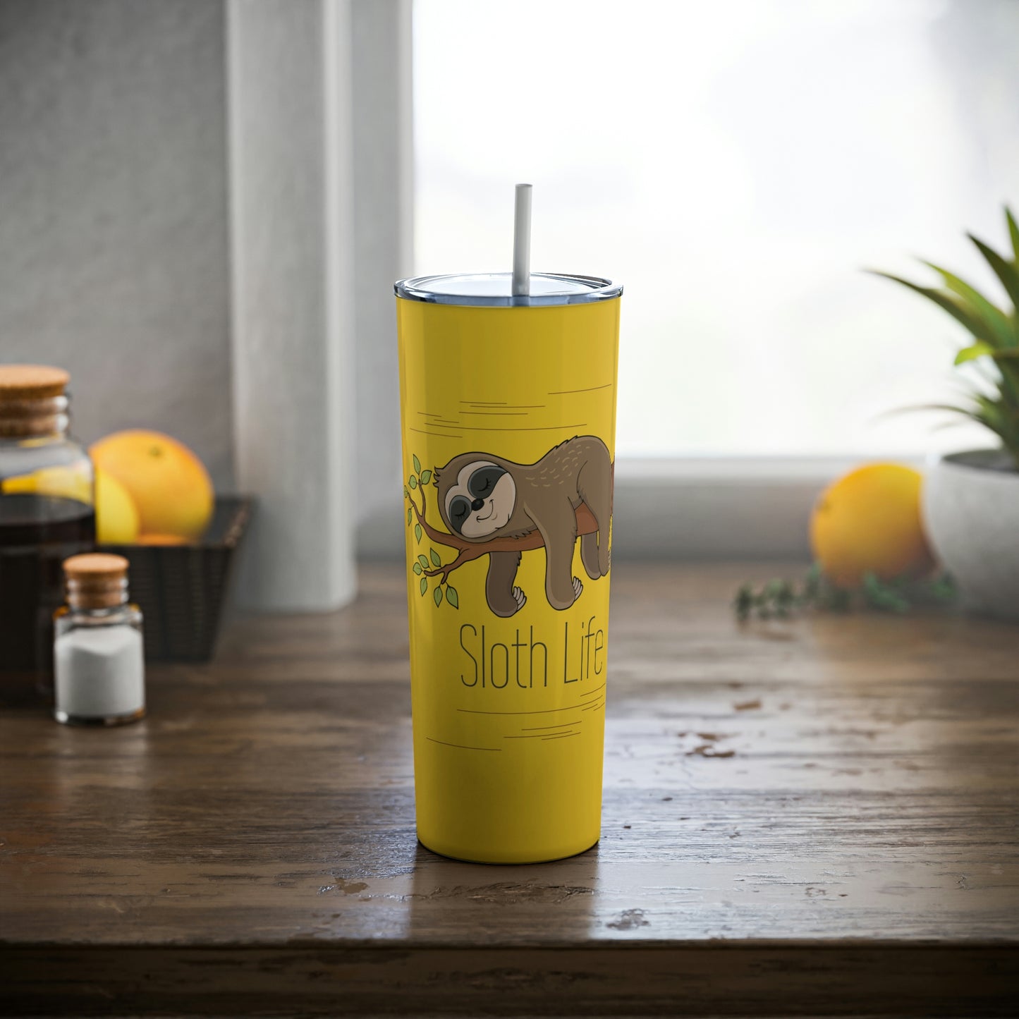 Sloth Life Tumbler 20oz (with Lid & Straw)