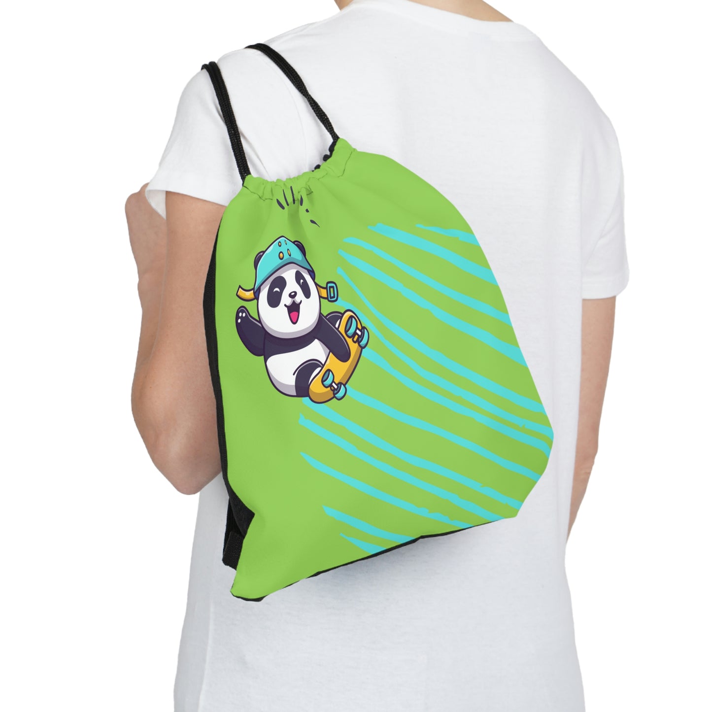 Rolling Panda Drawstring Bag