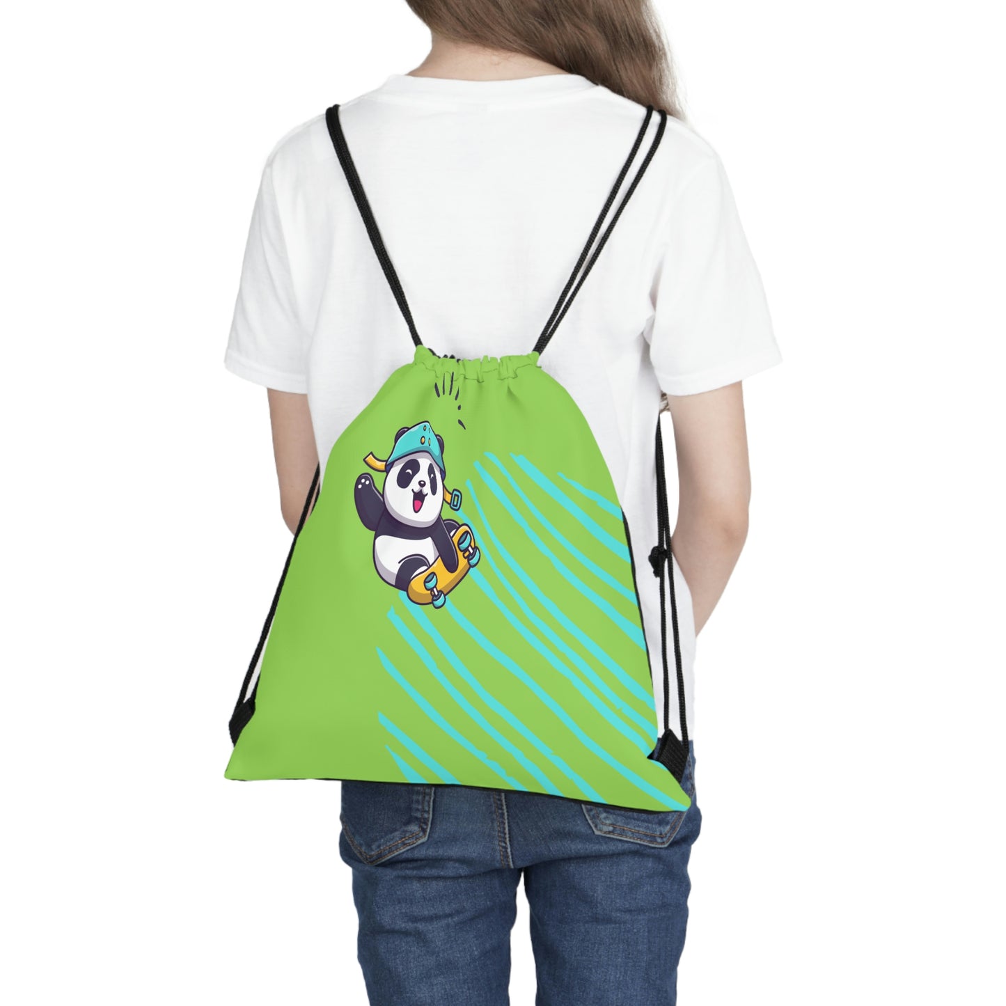 Rolling Panda Drawstring Bag