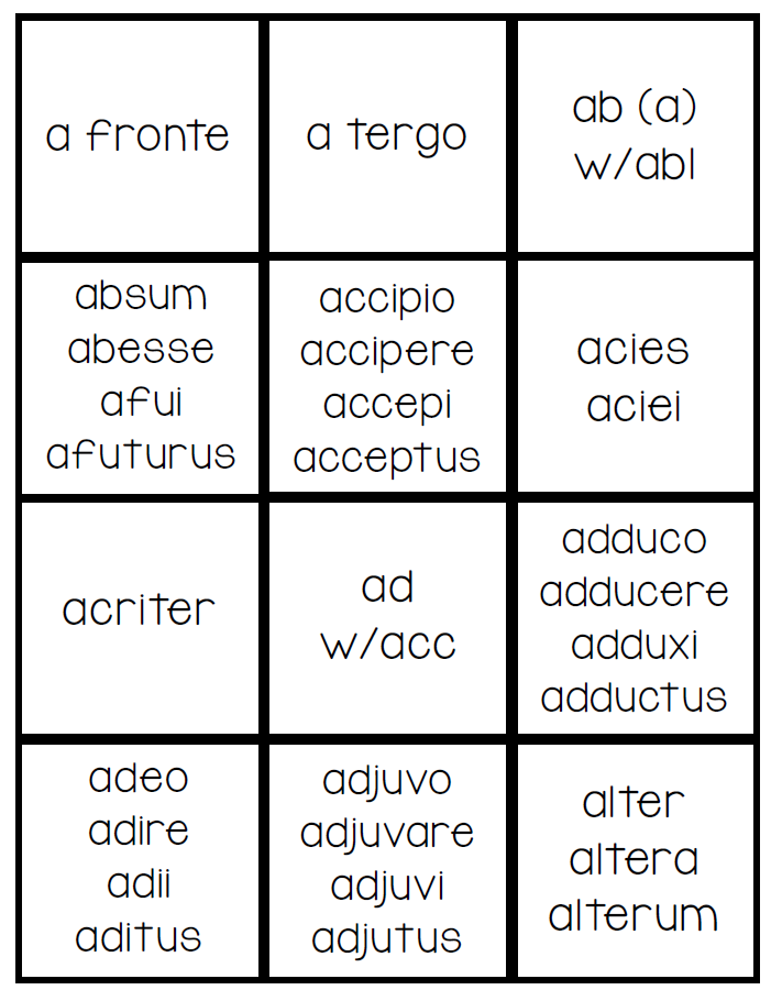 Latin Memory Match Game
