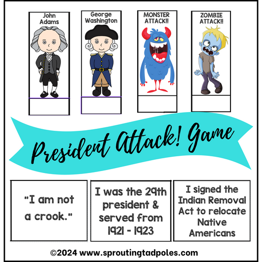 Presidents Attack! Game: Zombie or Monster - PHYSICAL & DIGITAL VERSION