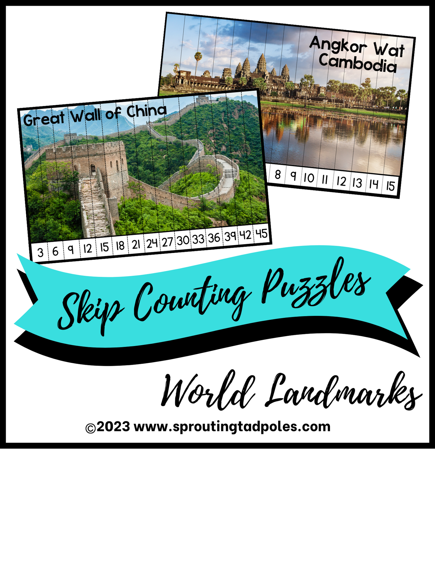 World Landmarks Skip Counting Puzzles