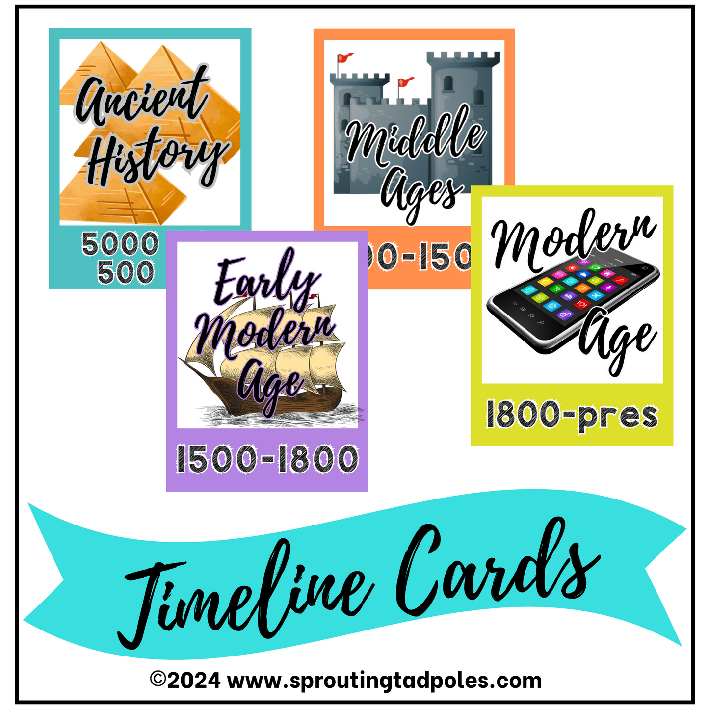 History Timeline Cards Series - PHYSICAL & DIGITAL VERSION