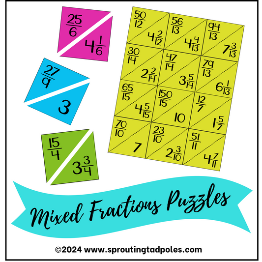 Mixed & Improper Fractions Puzzles - PHYSICAL & DIGITAL VERSION