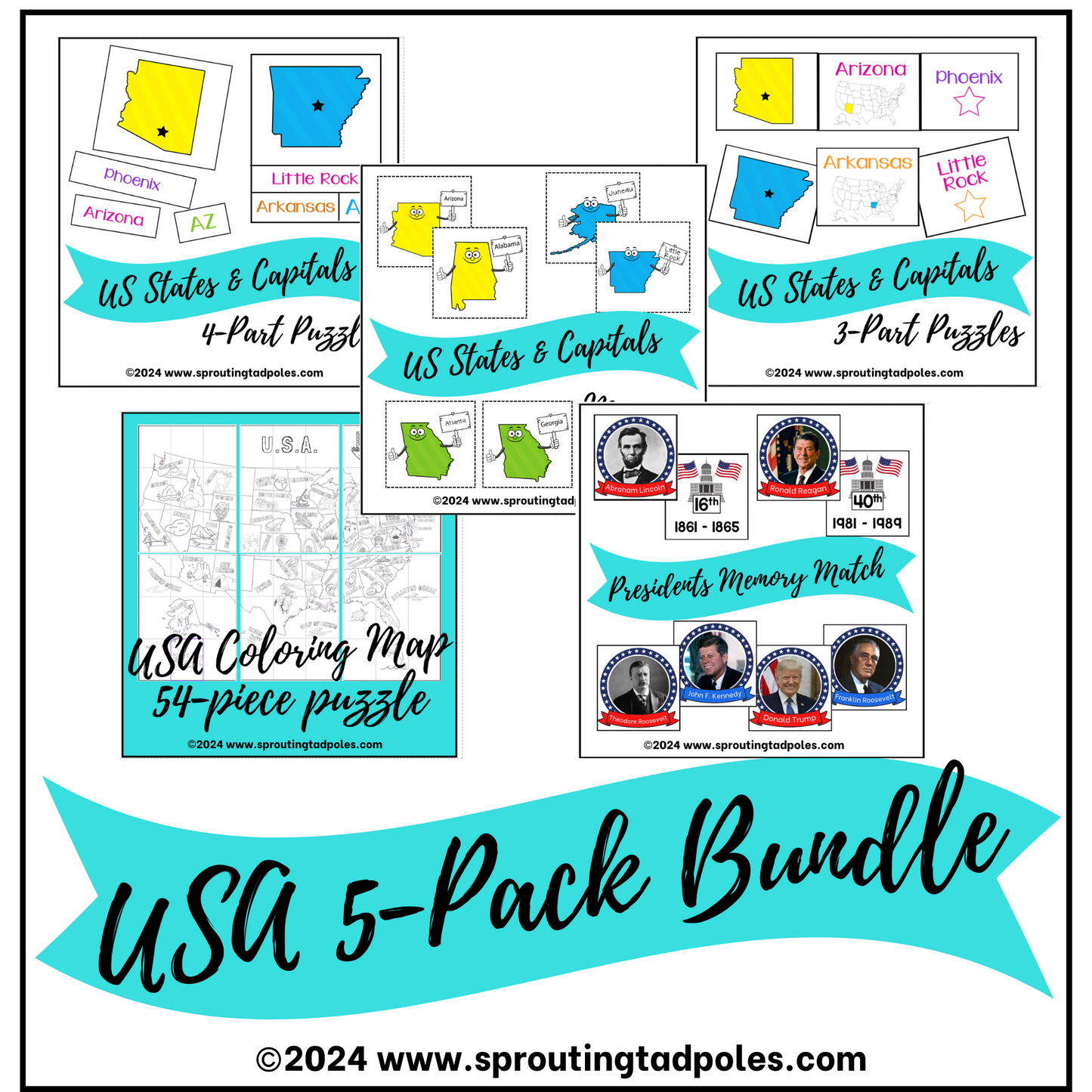 USA 5-Pack Geography Games Bundle