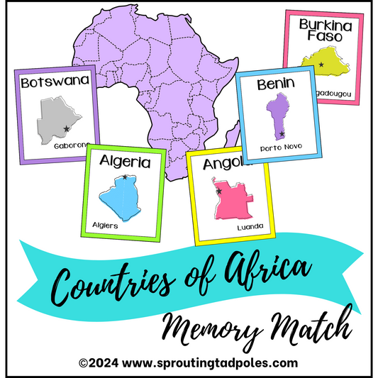 Countries of Africa Memory Match Game