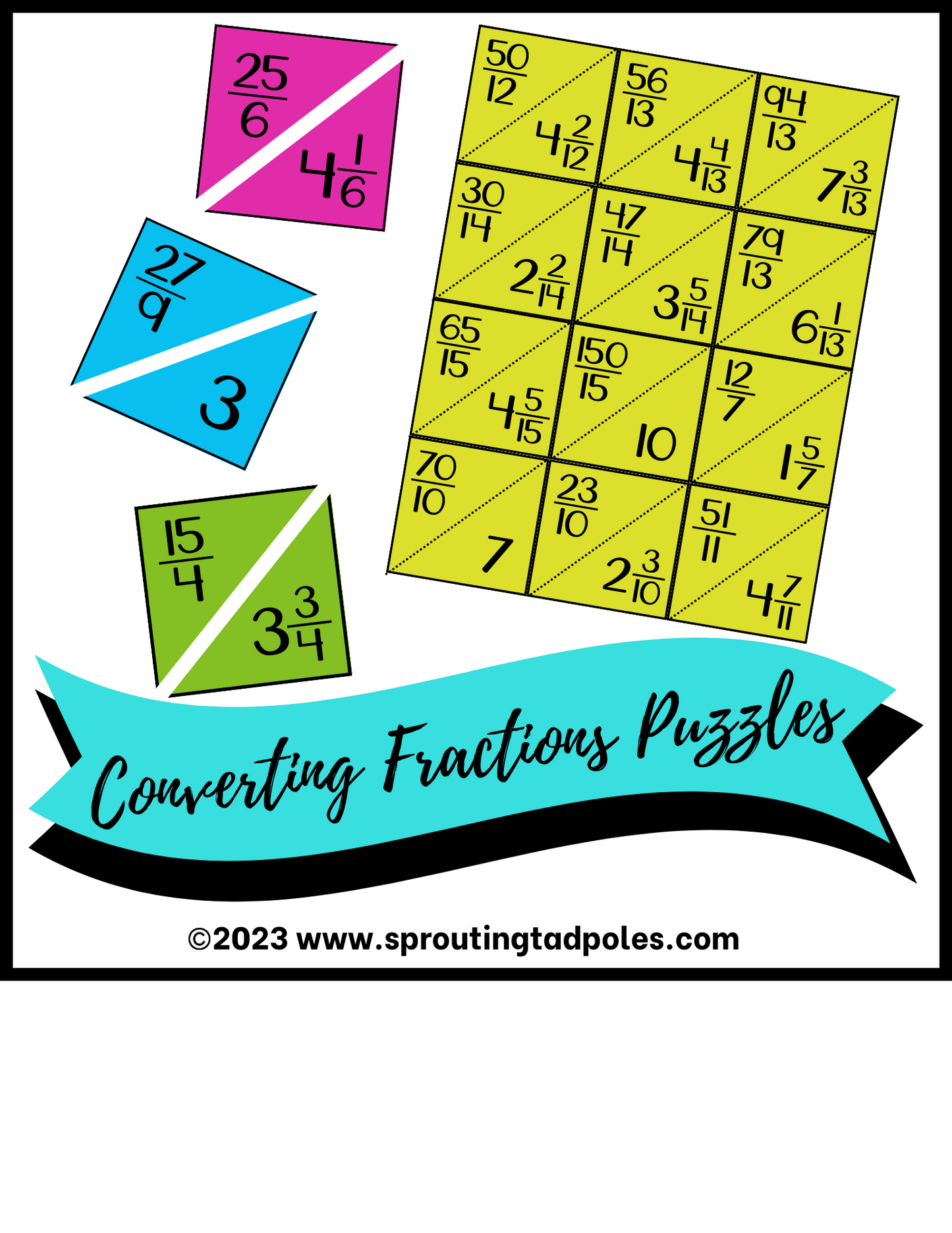 Mixed & Improper Fractions Matching Puzzles