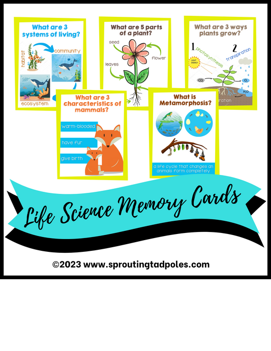 Life Science Memory Work Cards