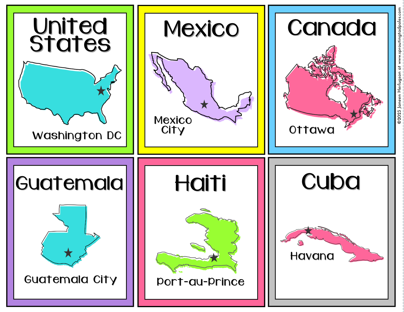 Countries of North America Memory Match Cards
