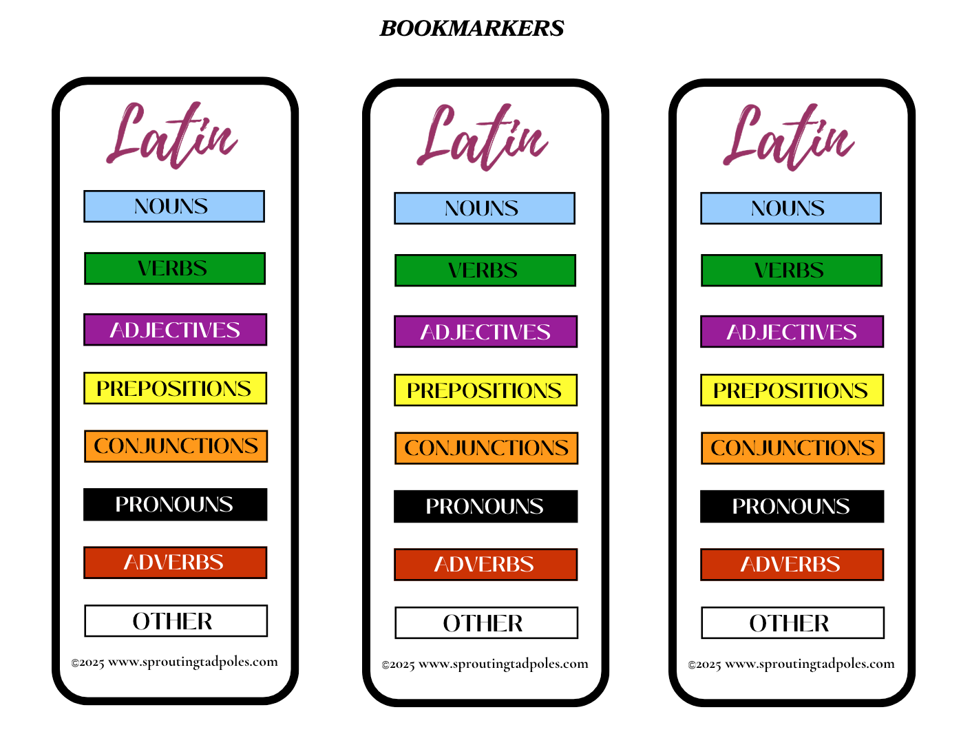 Latin Vocabulary Cards