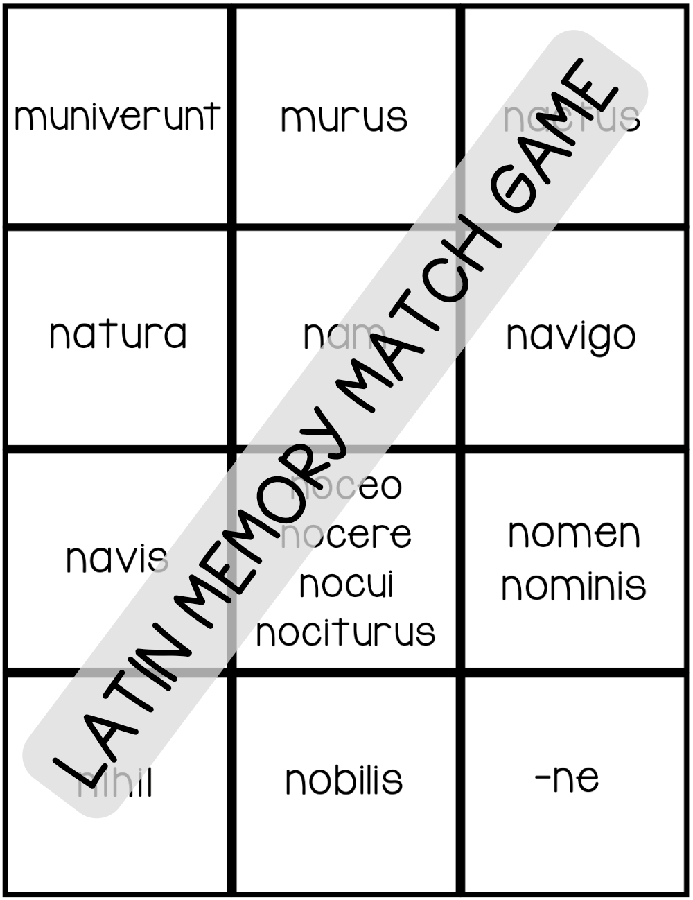 Latin Vocabulary Cards