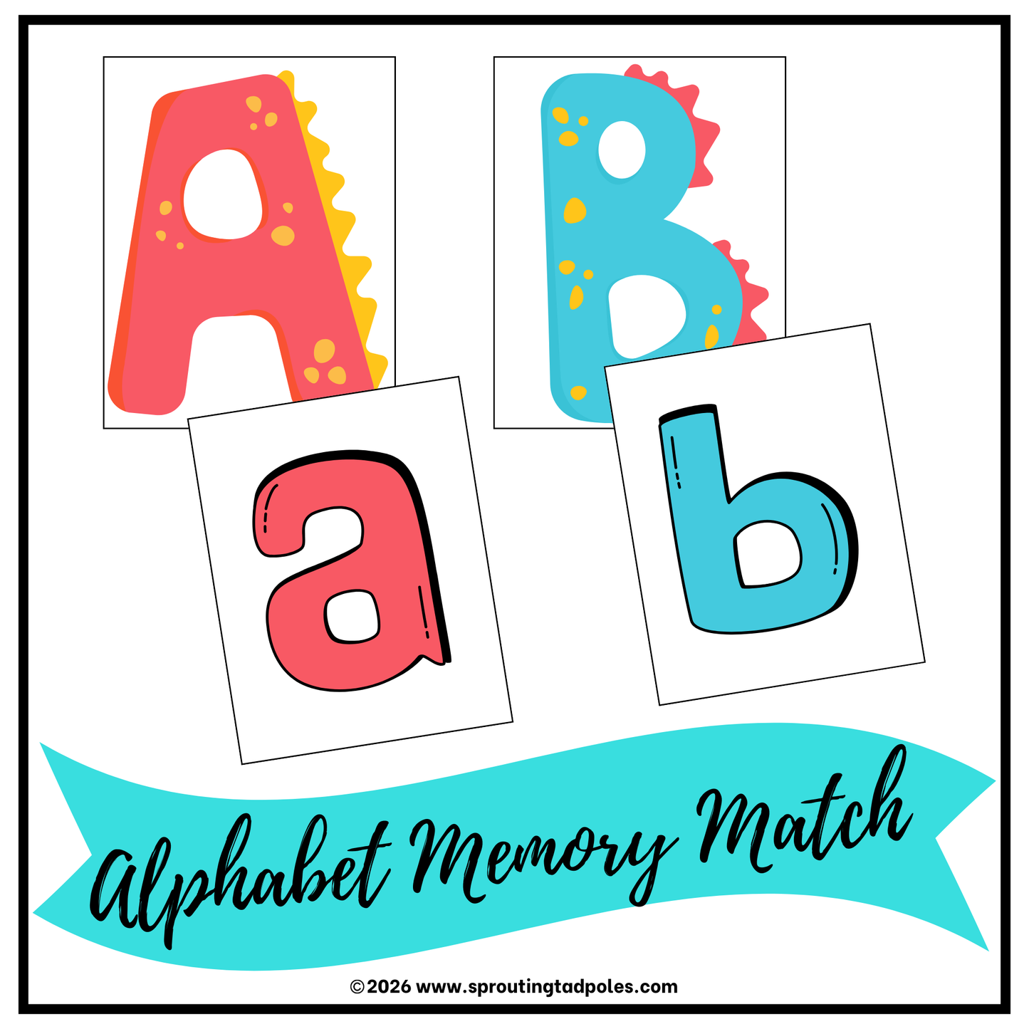 Alphabet Memory Match: Dinosaurs