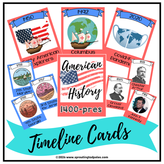History Timeline Cards - American History