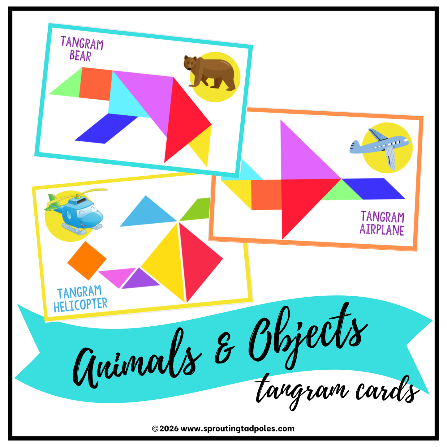 Animals & Objects Tangram Challenge Cards